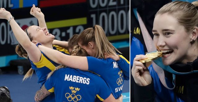 Lag Hasselborg jublar/Sara McManus biter i guldmedaljen. TT