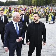 Kung Carl Gustaf och Ukrainas president Volodymyr Zelenskyj på fredagen.