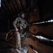 Ukrainsk soldat i Donetsk-regionen. Bild från 24 april i år.