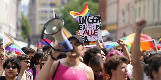 Spontant tåg efter att pride i Oslo ställts in, 25 juni 2022.  Håkon Mosvold Larsen / NTB