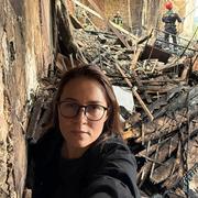 Selfie inifrån det förstörda regeringskansliet av Ukrainas premiärminister Julia Svyrydenko, Kyiv den 7 september 2025. 