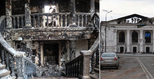 Den förstörda teatern i Mariupol. AP/TT