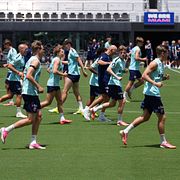 Norska landslaget i träning inför matchen. 