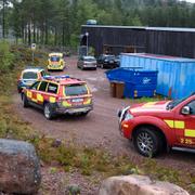 Räddningsfordon utanför djurparken i Orsa.