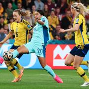 Australiens Sam Kerr, Magdalena Eriksson och Amanda Ilestedt. 