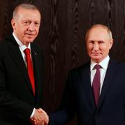 Turkiets president Reccep Tayyip Erdogan och Rysslands president Vladimir Putin. Alexandr Demyanchuk / AP