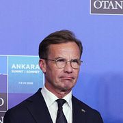 Statsminister Ulf Kristersson och Turkiets president Recep Tayyip Erdogan under Nato-toppmötet i Ankara.
