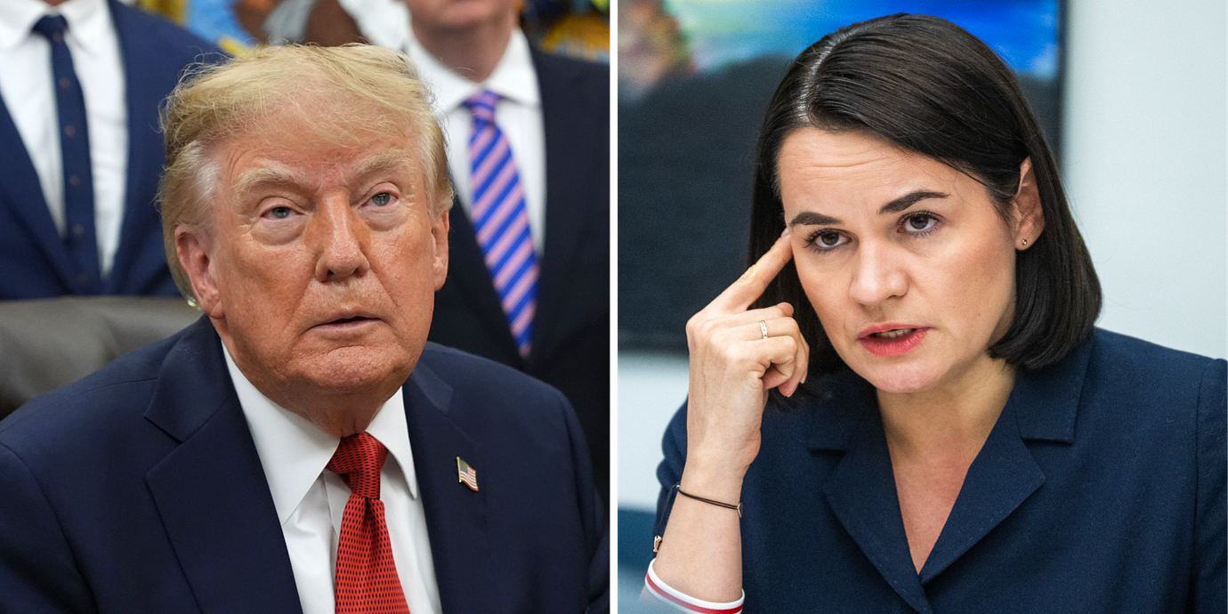 USA:s president Donald Trump och den belarusiska oppositionsledaren Svetlana Tichanovskaja.