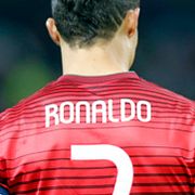 Lionel Messi och Cristiano Ronaldo inför en landskamp mellan Argentina och Portugal på Old Trafford i Manchester 2014.