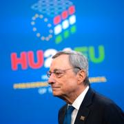 Former Central Bank President Mario Draghi arrives for an EU Summit at the Puskas Arena in Budapest, Hungary, Friday, Nov. 8, 2024. 