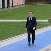 Ulf Kristersson i Belgien under torsdagen.