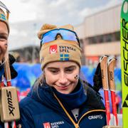 Frida Karlsson och Ebba Andersson under VM.