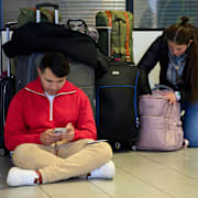 Strandade passagerare på Schiphol.