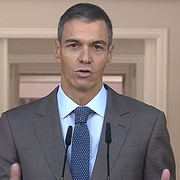 Skärmdump från spansk tv, där Sánchez tal direktsändes.