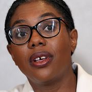 Kemi Badenoch under en presskonferens i slutet av juli.