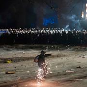 Demonstrant i Istanbul på lördagen.