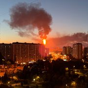 Brand i ryskt oljeraffinaderi efter ukrainsk attack, 20 september.