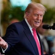 Trump på torsdagens pressträff kring budgetförslaget.