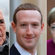 Helmut Kohl, Mark Zuckerberg och Angela Merkel.