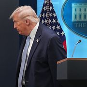 Donald Trump under en pressträff tidigare i år.