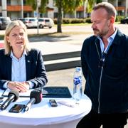 Statsminister Magdalena Andersson (S) och Erik Nises (S), Borlänge kommun.