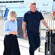 Socialdemokraternas partiledare Magdalena Andersson och  partisekreterare Tobias Baudin anlände till Visby i går eftermiddag.