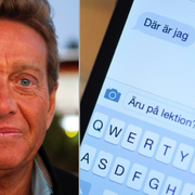 Björn Ranelid till vänster. Till höger: Sms-konversation med slang.