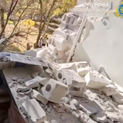 Bilder från Chersons regionala militära administration på det träffade sjukhuset-