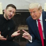 Presidenterna Volodymyr Zelenskyj och Donald Trump under mötet i Vita huset.