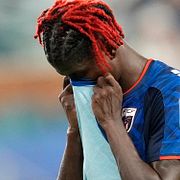Kap Verde-spelarna Gilson Benchimol deppar efter den snöpliga förlusten mot Argentina.