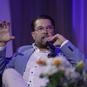 Sverigedemokraternas partiledare Jimmie Åkesson (SD) på turné i norra Sverige.