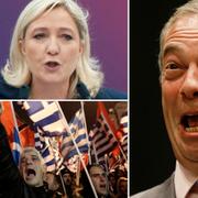 Marine Le Pen, Gyllene Gryning och Nigel Farage.