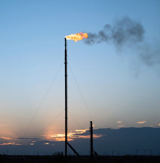 A flare in the Permian Basin in Coyanosa, Texas, on Aug. 12, 2020. JESSICA LUTZ / NYT