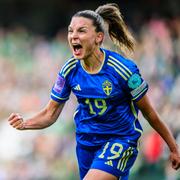 Johanna Rytting Kaneryd jublar efter 1–0-målet senast.