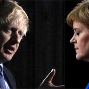 Boris Johnson och Nicola Sturgeon. Montage.