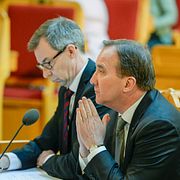 Statsminister Stefan Löfven vid dagens KU-förhör.