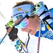 Stina Nilsson efter lagsprinten.