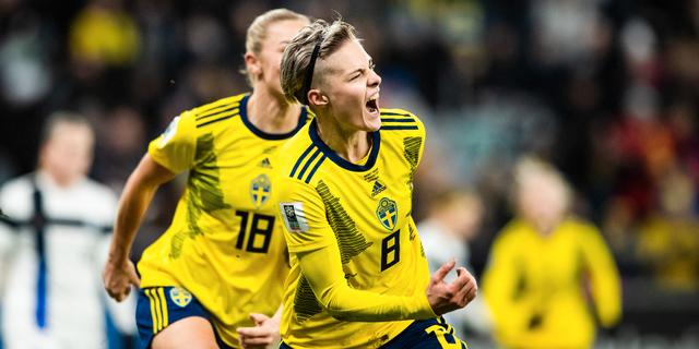Med ett mål och en assist blev Lina Hurtig kvällens matchhjälte. MICHAEL ERICHSEN / BILDBYRÅN