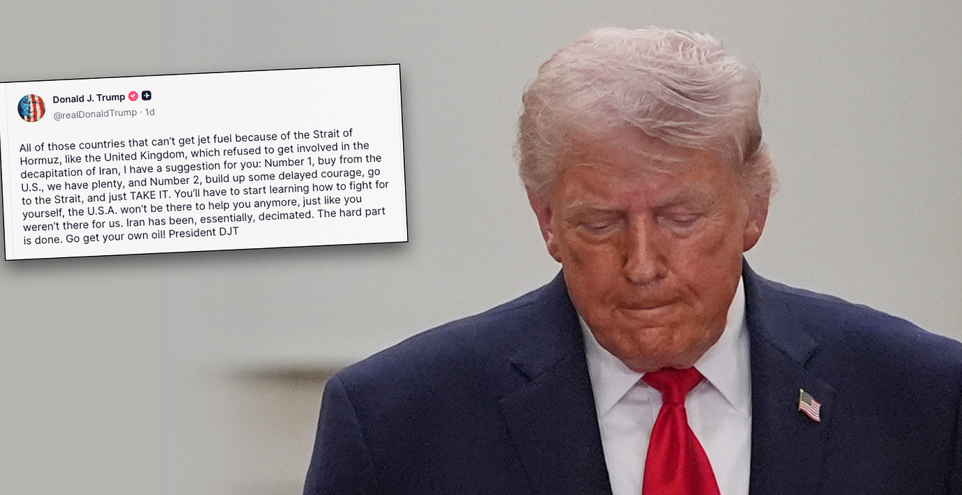 Trump vid talet till nationen, inlägg på Truth Social. Montage.