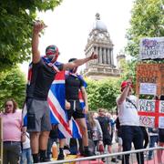 Demonstration i Leeds lördagen den 3 augusti. 