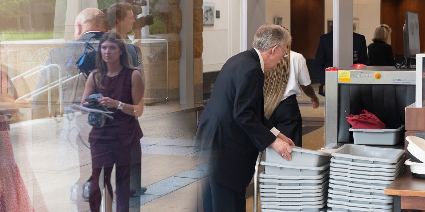 John Bolton anländer till domstolen i Greenbelt den 26 juni 2026.