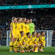 Sverige under matchen mot Spanien. 