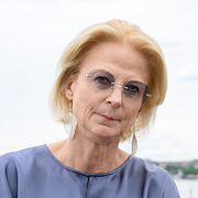 Finansminister Elisabeth Svantesson (M) på Finansdepartementets takterrass.