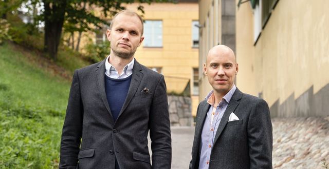 Börspoddens Johan Isaksson och John Skogman. Pressfoto