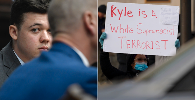 Kyle Rittenhouse / Demonstranter utanför rätten. TT