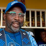 George Weah, Liberias president.