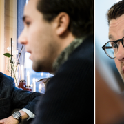 Ulf Kristersson och Benjamin Dousa/Jimmie Åkesson.