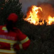 Brandmän kämpar i Portugal. Bilder är från den 26 juli. 