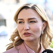 Kristdemokraternas partiledare Ebba Busch (KD) kommenterar Moderaternas och Sverigedemokraternas besked om att SD får ministerposter efter valvinst för Tidöpartierna.
