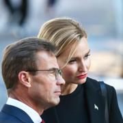 Moderaternas partiledare Ulf Kristersson (M) och Kristdemokraternas partiledare Ebba Busch anländer till riksdagshuset för att delta i riksmötets öppnande